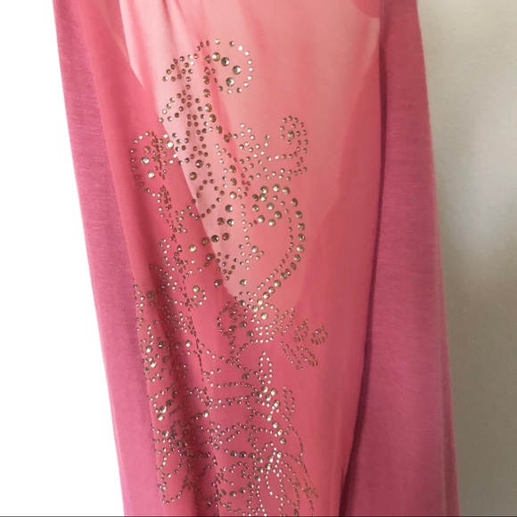 Jolt Dusty Rose Sheer and Stone Accent Blouse - Picture 6 of 8